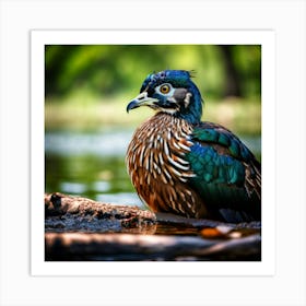 Nut Sharpened Hawk Walnut Feather Brown Drake Blurred Park Peacock Avian Green Duck Pea (2) Art Print