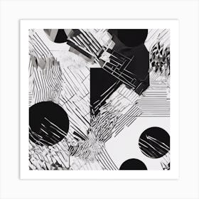 Abstract Geometric Patterns In Monochrome 8 Art Print