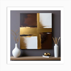 Cuadro Abstracto Tema Marron Dorado Art Print