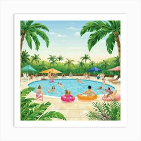 Summertime Swimming Pool Art Print 1 Art Print