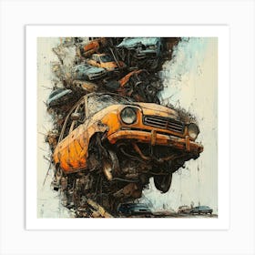 Car Pile Up Art Print