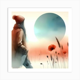 Of A Woman In The Field Art Print