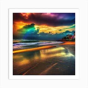 Rainbow On The Beach 1 Art Print