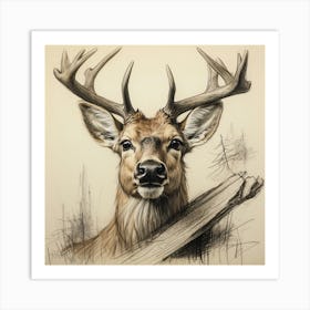 Deer Drawing 49 Art Print