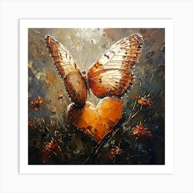 Butterfly Resting on Heart Flower 3 Poster