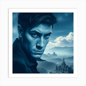 monochromatic portrait in shades of blue Art Print