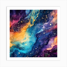 Abstract Watercolor Of Nebula Art Print