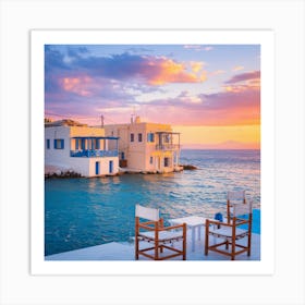 Mykonos Ocean view sunset 1 Art Print