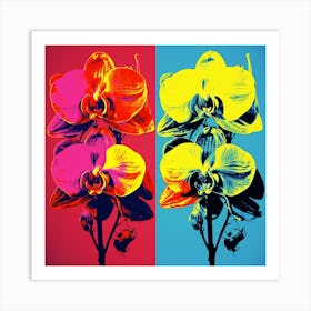 Andy Warhol Style Pop Art Flowers Orchid 3 Square Art Print