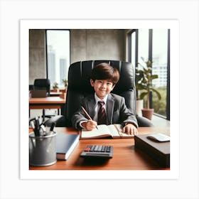 Boy in a office Art Print