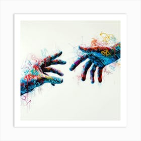 Two Hands Reaching For Each Other Art Print