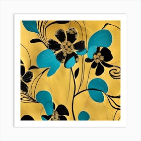 Flowers On Gold Art Print