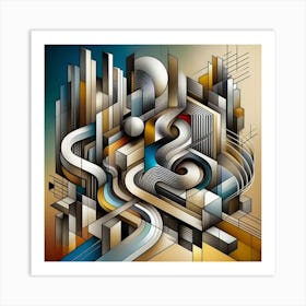 A mixture of modern abstract art, plastic art, surreal art, oil painting abstract painting art deco architecture 5 Art Print