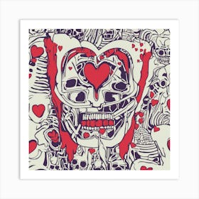 Skulls And Hearts Art Print