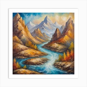 big mountain and  river Art Print