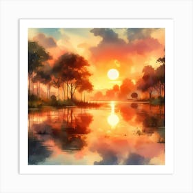 Sunset In The Forest 23 Art Print