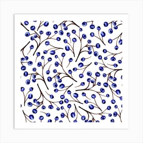 Seamless Pattern from Blueberries on White Art Print