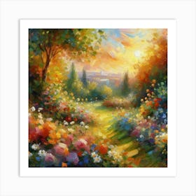 Sunset In The Garden Art Print