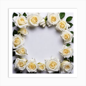 White Roses Frame 1 Art Print