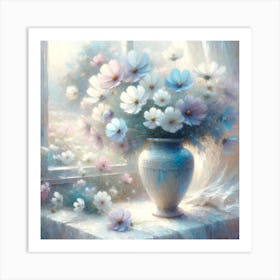 Cosmos Flowers In A Vase 2 Art Print