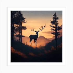 Deer In The Forest Art Print