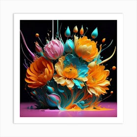 Splash flowers spring 2 Art Print