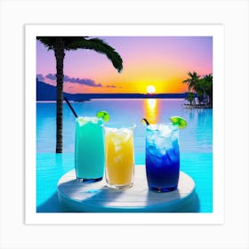 Tropical Drinks On The Beach Art Print