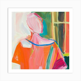 Woman In An Orange Shirt Art Print