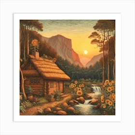 Yosemite Cabin Art Print