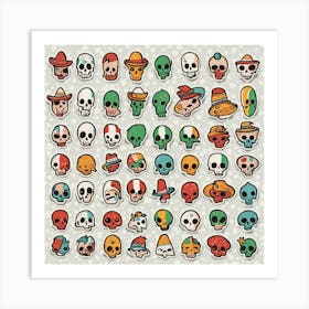 Day Of The Dead Skulls Art Print