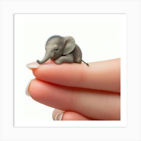 Tiny Elephant On A Finger 1 Art Print