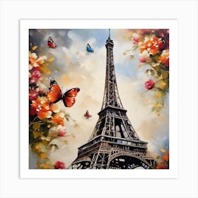 Paris With Butterflies 55 Art Print