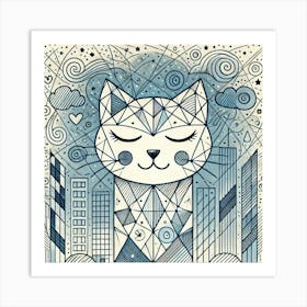 Veilstripe City Cat Art Print