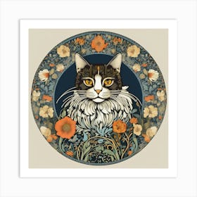 Cat With Flowers 5 Art Print