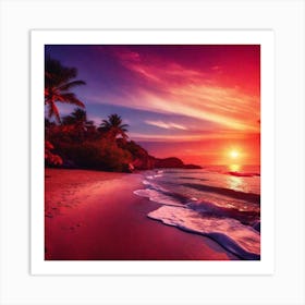 Sunset On The Beach 1080 Art Print