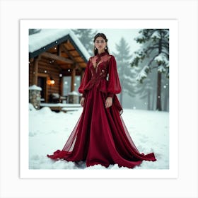 Burgundy Wedding Dress 2 Art Print