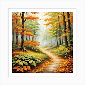 Forest In Autumn In Minimalist Style Square Composition 91 Art Print