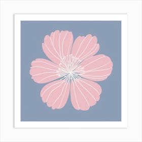 A White And Pink Flower In Minimalist Style Square Composition 448 Art Print