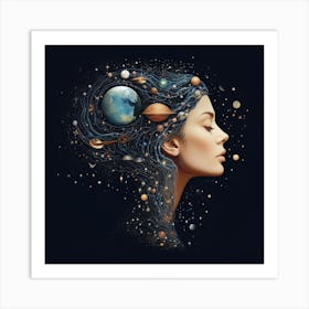 Woman and Night Sky Art Print