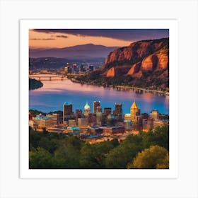 Pittsburgh Skyline At Dusk Art Print