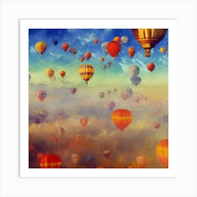 Hot Air Balloons Floating Adeline Yeo Art Print