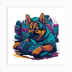 German Shepherd Dj Art Print