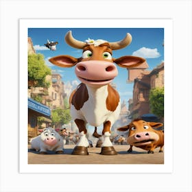 Cows In The City Art Print