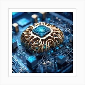 3d Rendering Of A Computer Chip 3 Art Print