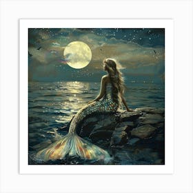 Stockcake Mermaid Moonlight Vigil 1718939436 1 Art Print