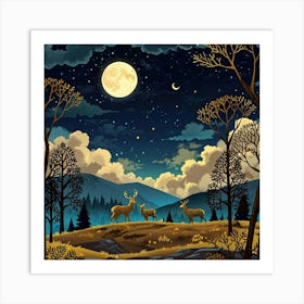 Leonardo Anime Xl A Natural Nighttime Scene With Golden And Br 3 (5) Art Print