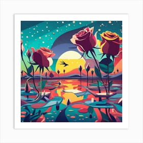 Roses In The Water 1 Art Print