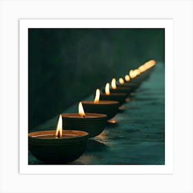 Lit Candles On A Table 1 Art Print