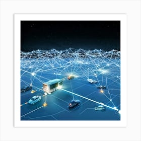 A Digital Render Of An Intricate Network Of Vectors Representing The Thoroughfare Of Transportation (1) Art Print