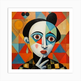 Woman With A Clown Face Art Print